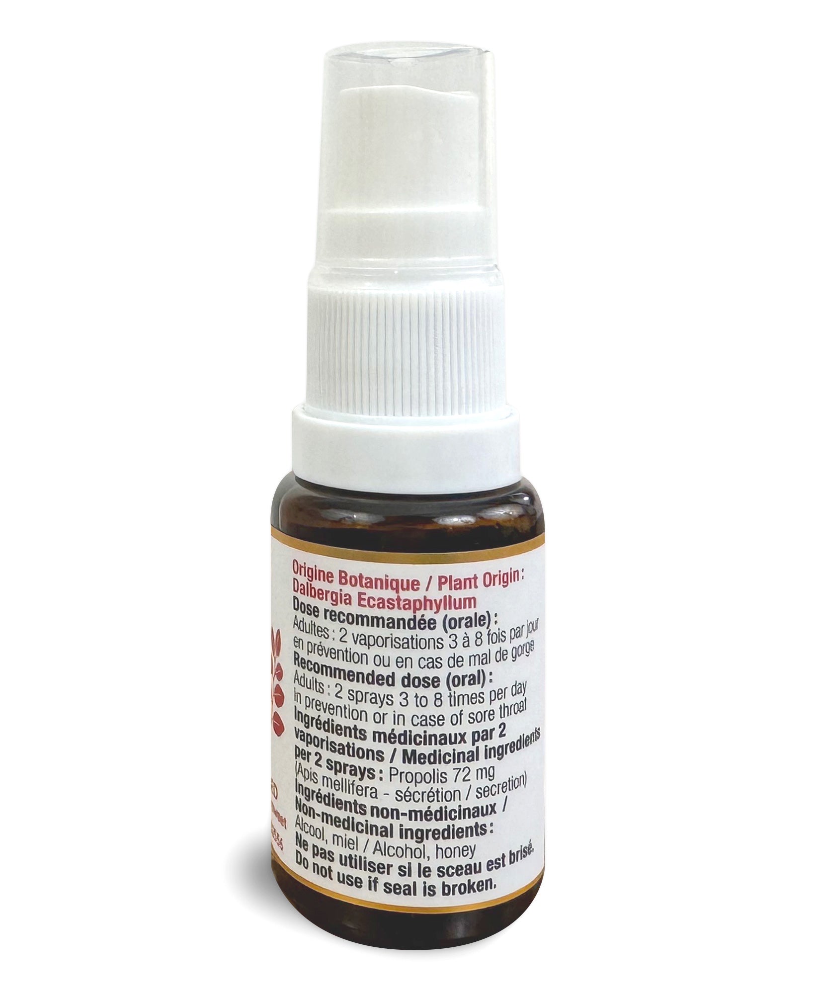 Spray pour la gorge à la propolis de Dalbergia rouge